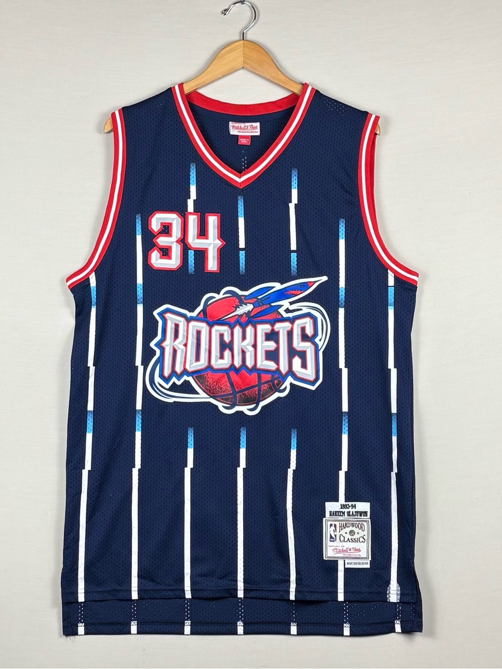 Mitchell & Ness Hakeem Olajuwon #34 Rockets HWC Swingman Jersey XL Navy
